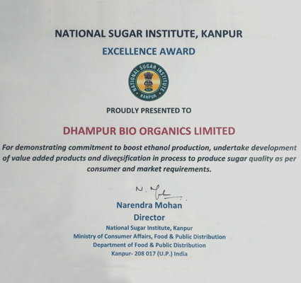 Excellence Award from the National Sugar Institute